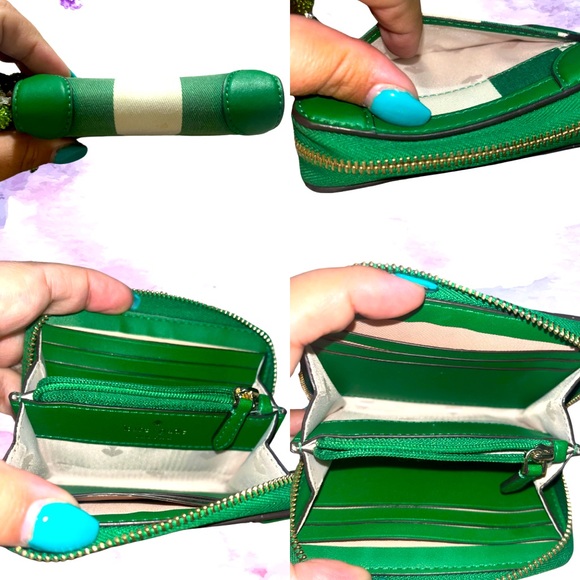 Kate Spade Traveler Small Zip Card Case, Green Multi - Picture 2 of 6